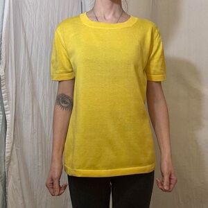 Bright yellow Escada‎ short sleeve sweater 100% cotton